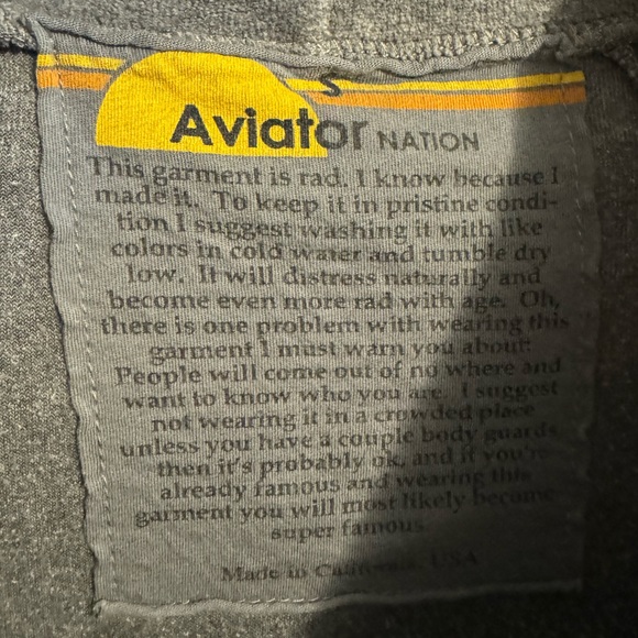 RARE Aviator Nation Velvet Rainbow 5 Stripe Drawstring Pullover Hoodie Gray S - Picture 5 of 6